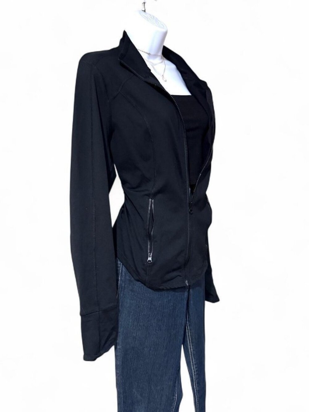 Maurices Black Fitted Full Zip-Up Hoodie Jacket Size L